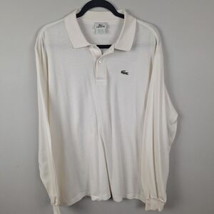 Vintage Lacoste Polo Shirt Mens 2XL White Long Sleeve Cotton Croc Logo